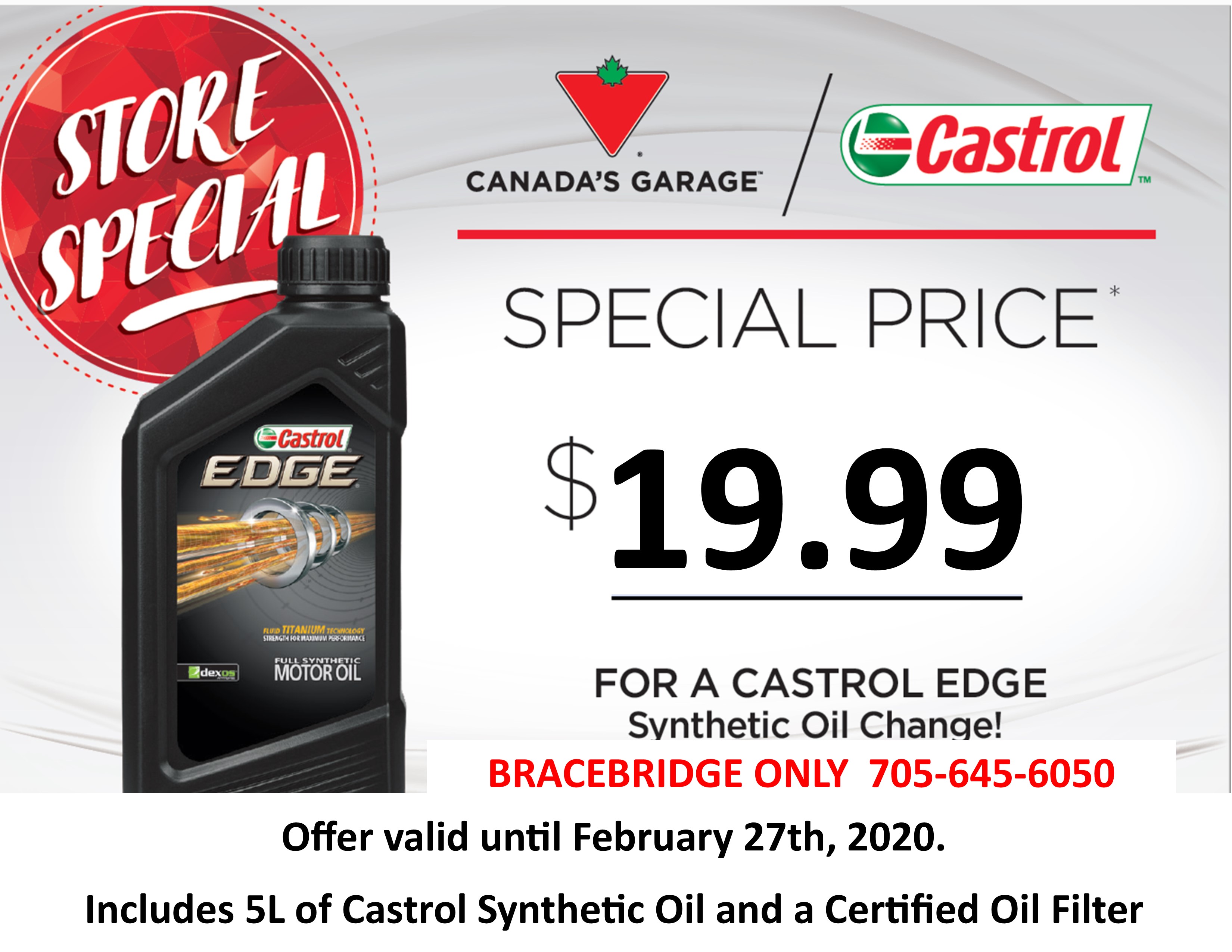 Canadian Tire Bracebridge Is Offering A Deal On Oil Changes Until Feb