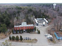 An aerial view of the Bala Bay Inn and the modular units on the property