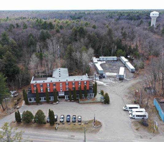 An aerial view of the Bala Bay Inn and the modular units on the property