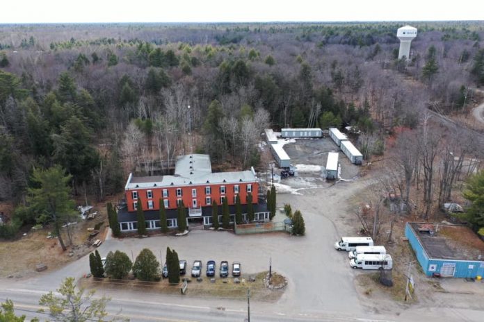 An aerial view of the Bala Bay Inn and the modular units on the property