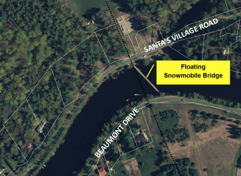 Floating Snowmobile Bridge Installation In Bracebridge