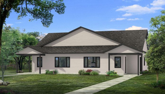 A rendering of the future Habitat for Humanity house at 1016 Elm Street in Bala. The house will be semi-detached, offering two affordable, accessible homes to local families
