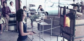 Kathy Ashby demonstrating glassblowing at the Toronto Harbourfront in 1974