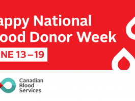 Happy National Blood Donor Week, June 13 to 19. Graphic courtesy of Canadian Blood Services