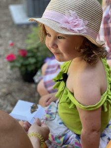 A little girl named Hunter at a butterfly release in Memorial Park.