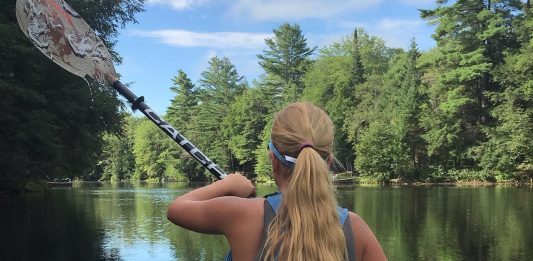 Port Carling teen Cailan Punnewaert paddles from Huntsville to Bracebridge as part of a fundraiser for Aspen Valley Wildlife Sanctuary in August 2020