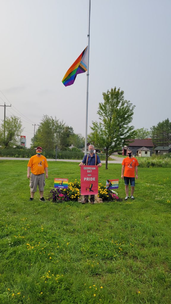 Pride flag and banner are displayed in the Township of Georgian Bay. Photo courtesy of Muskoka Pride