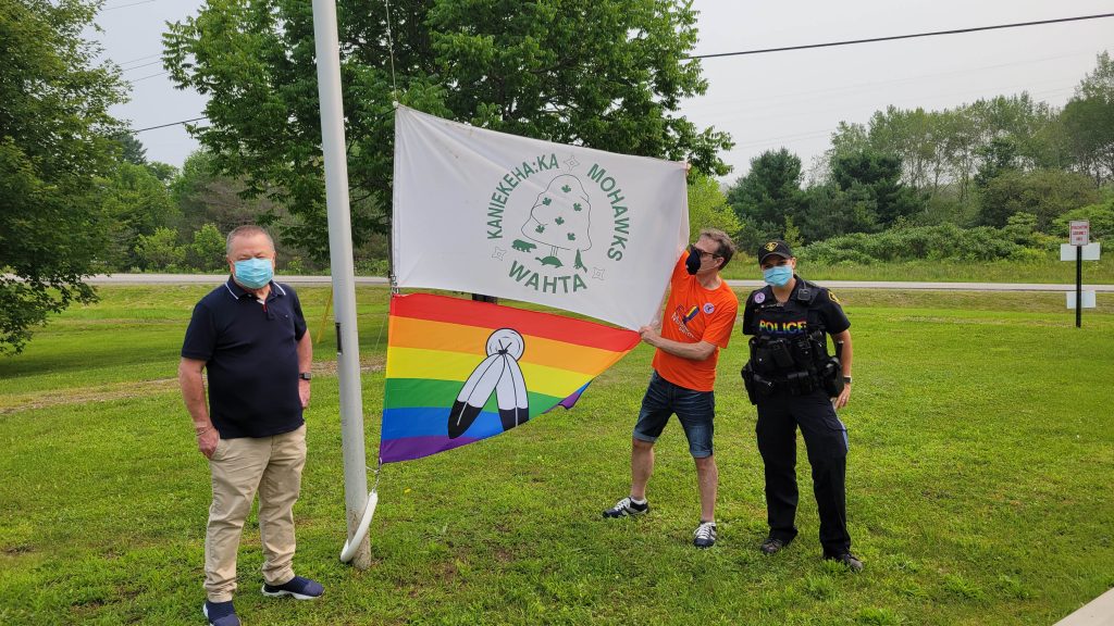 Two-Spirit flag raising in Wahta. Photo courtesy of Muskoka Pride