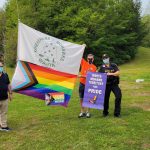Progress flag raising in Wahta. Photo courtesy of Muskoka Pride