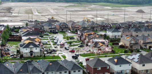 Damage from tornadoes