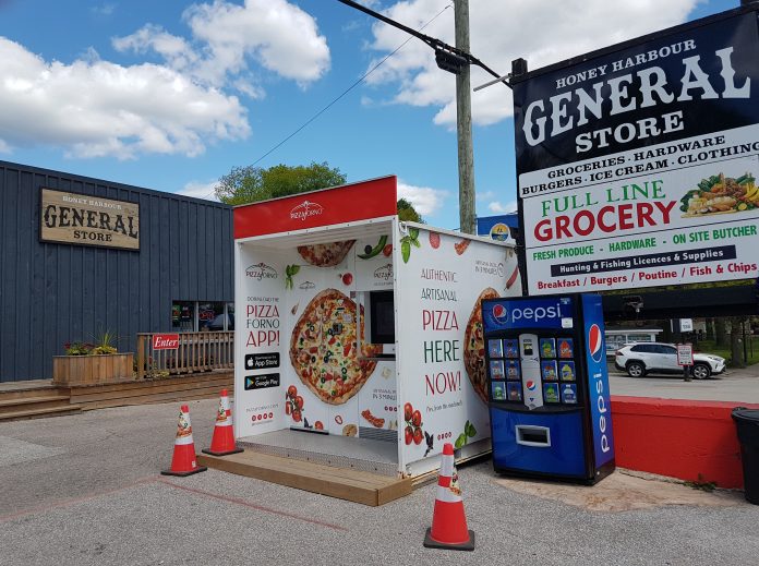 The PizzaForno machine at the Honey Harbour General Store.