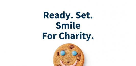 Smile Cookie campaign 2021: Poster reads, "Ready. Set. Smily for charity. September 13 to 19, 2021. Gravenhurst Tim Hortons. Buy a Smile Cookie and make a meaningful impact for victims who need immediate support in our community. 100% of proceeds will go to Muskoka Victim Services.