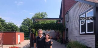 Peter's Players: Peter and Michelle Swanek in front of their former venue and inn