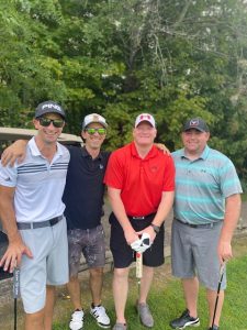 Griff Hookings' childhood friends Hugh Dunlop, Curt Dunlop, Zac Jones and Joel Jennings at the tournament