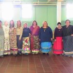 Members of the Muskoka Indigenous Friendship Community wearing the ribbon skirts they made