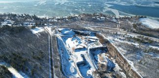 An aerial of Fowler's quarry in Ramara