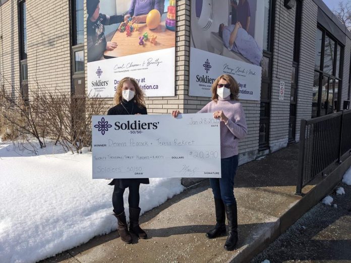 Soldiers' 5050 January Winners Deanna Peacock and Teresa Rekret