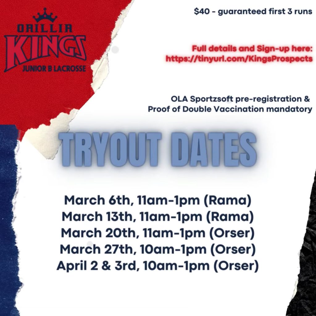 Orillia Kings Lacrosse Tryout Dates