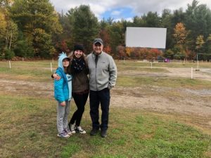 Muskoka Drive-In owner William Alexander with his daughters Elizabeth and Christine