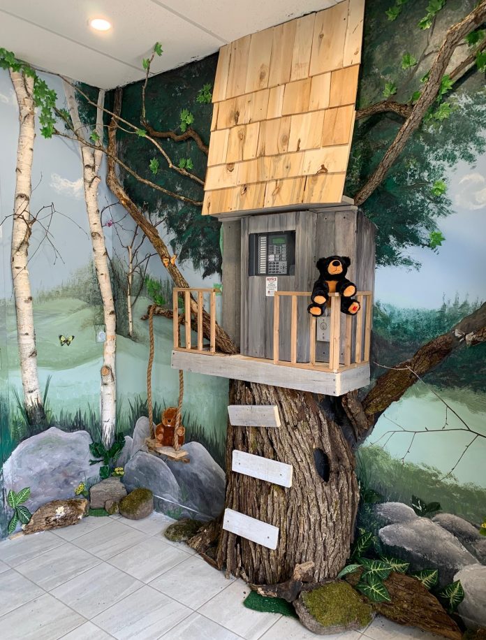 Macaulay Tree House art piece The three-dimensional mural created by Kimberly Rideout at Macaulay Tree House