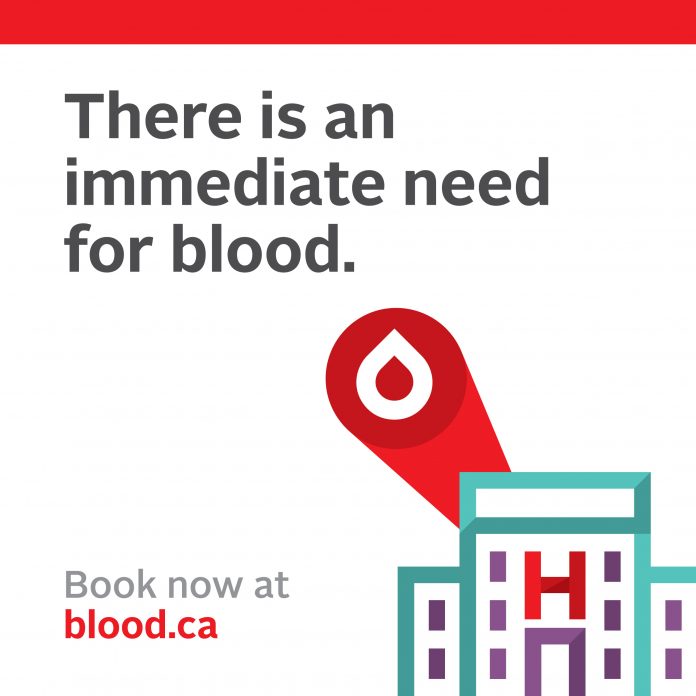 Callout for donors: There is an immediate need for blood.