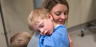 A mother and her child embracing. Photo courtesy of the South Muskoka Hospital Foundation
