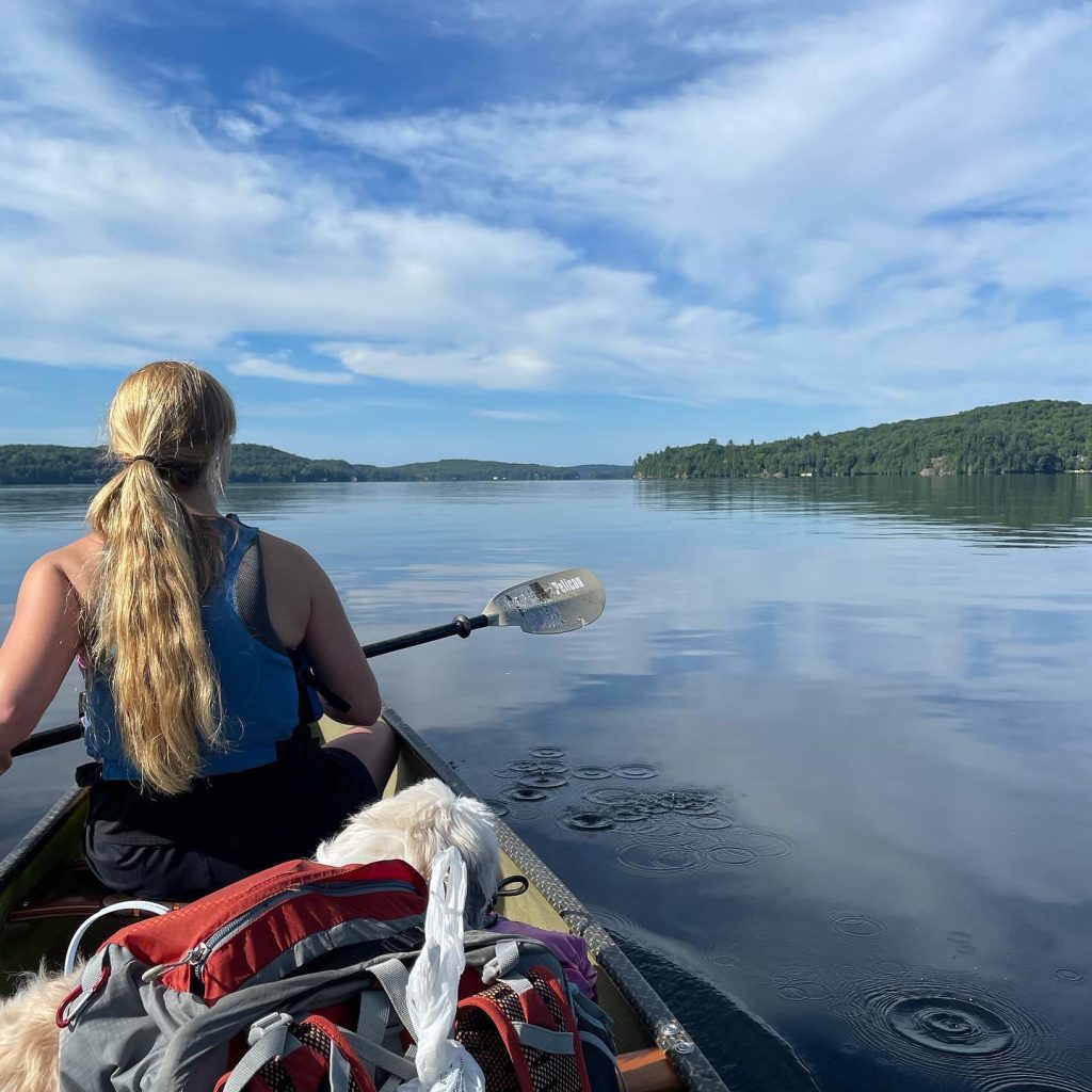 Cailan Punnewaert and her dog Tinkerbell on day one of her second annual paddle
