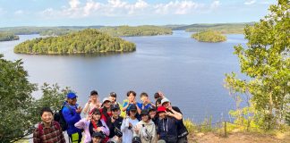 A group of students from Fukuoka Wakaba High School in Japan enjoying Huntsville
