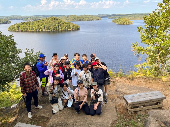 A group of students from Fukuoka Wakaba High School in Japan enjoying Huntsville