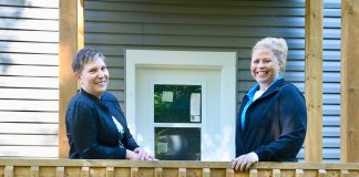 Affordable housing announcement: Suzanne Willett, Executive Director for Community Living Huntsville, and Kimberley Woodcock, CEO of Habitat for Humanity Ontario Gateway North