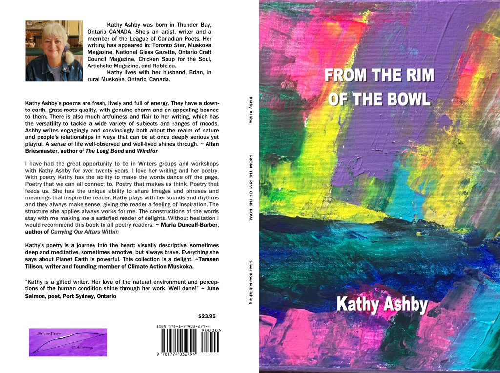 From the Rim of the Bowl by Kathy Ashby, abstract multi-colored paint cover for poetry book