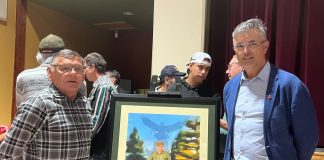Chief Philip Franks of Wahta First Nation with Artist Greg Hammond