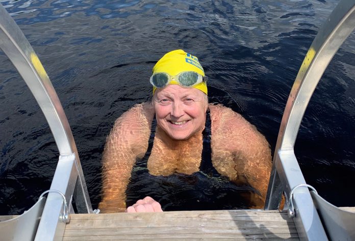 Joy Jarvis swims for equipment at Huntsville Hospital