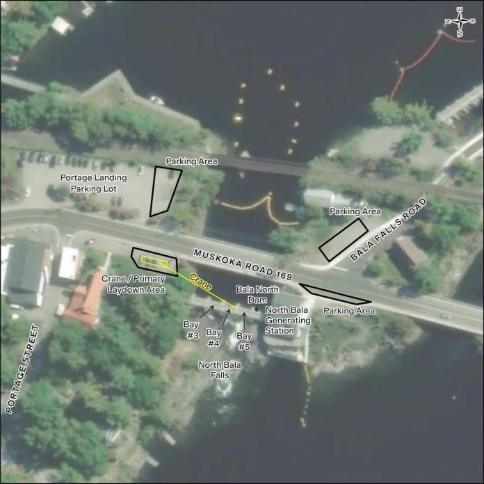 Map of equipment at Bala North Dam