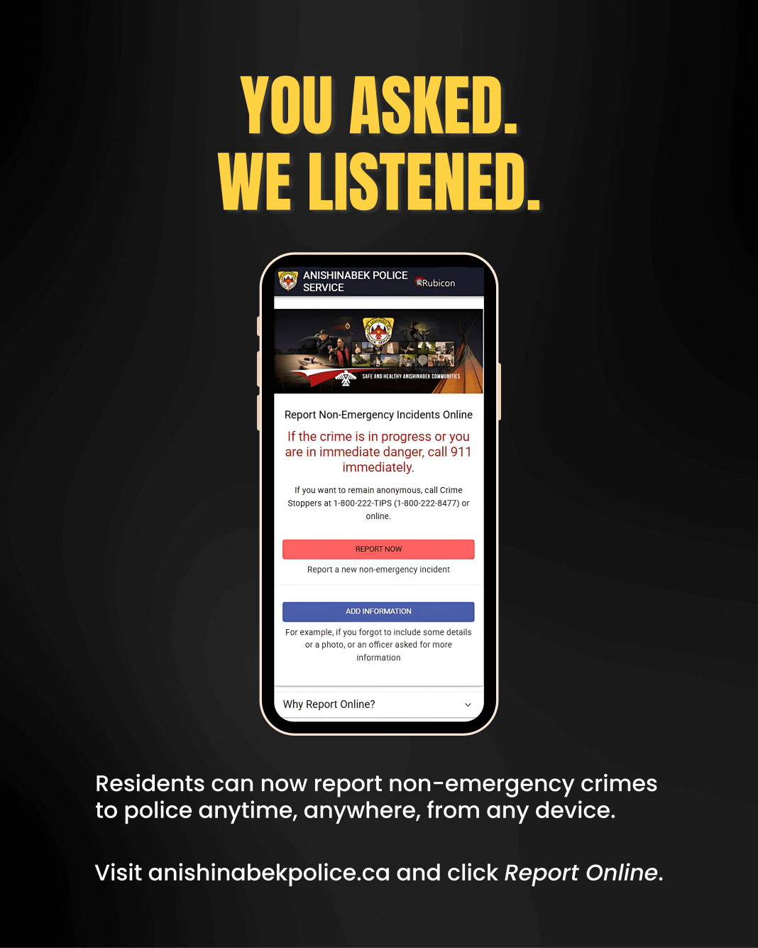 Anishinabek Police Service Launches New Online Incident Reporting For A ...