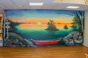 Bracebridge artist Kimberly Rideout’s mural at the Pines Long-Term Care Home. Photo by Amanda Kenny Photography